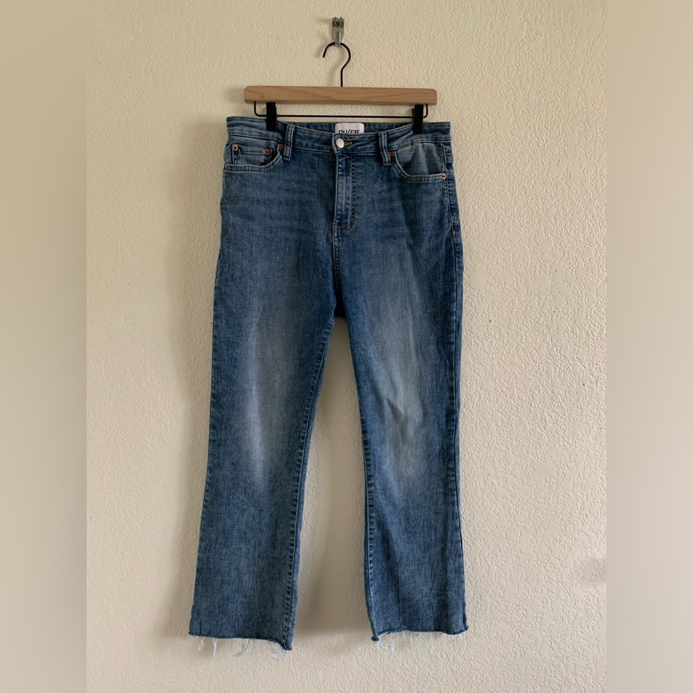 Classic Blue Kick Flare Cropped Jeans